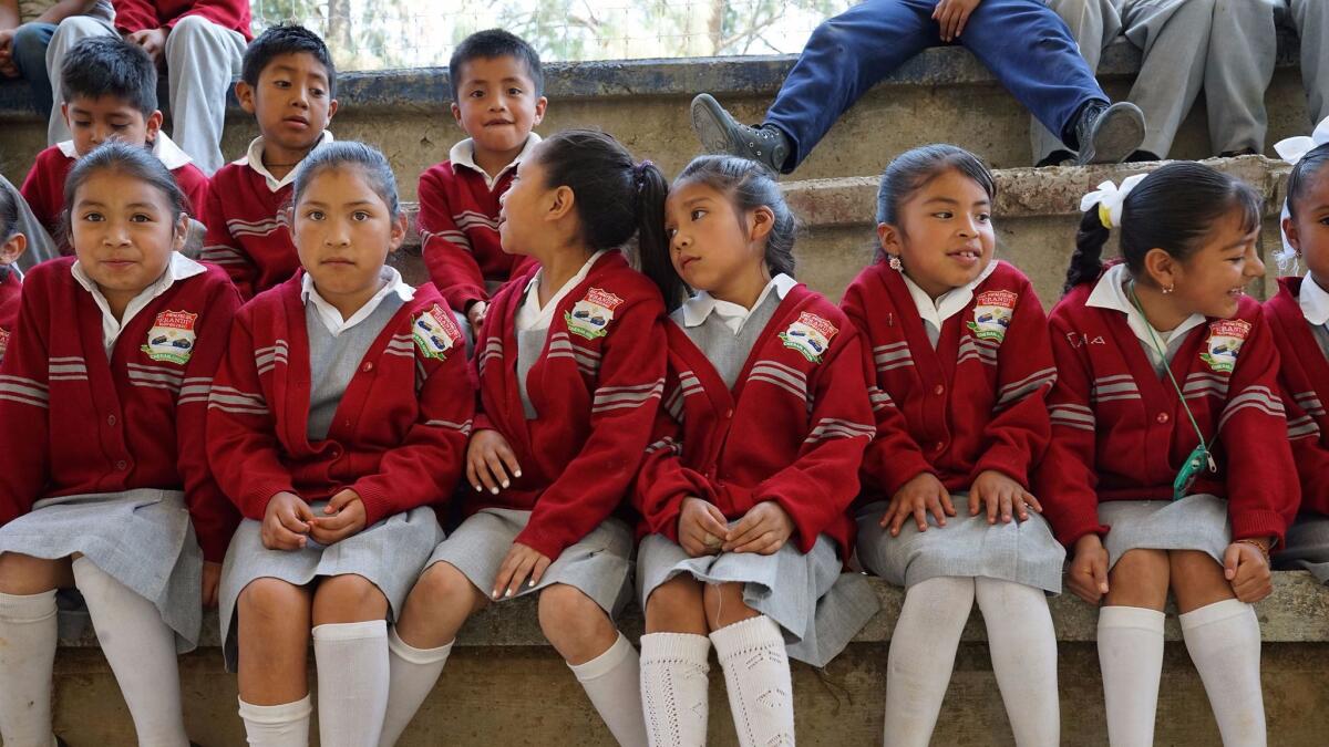 Students at Erandi (meaning "Dawn" in Purepecha language) elementary school in Cheran, Mexico. State,