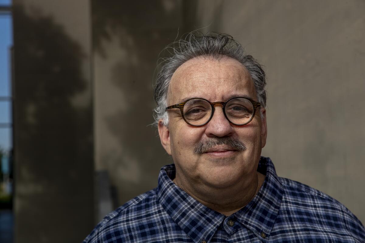 Luis Alfaro outside the Kirk Douglas Theatre in Culver City.