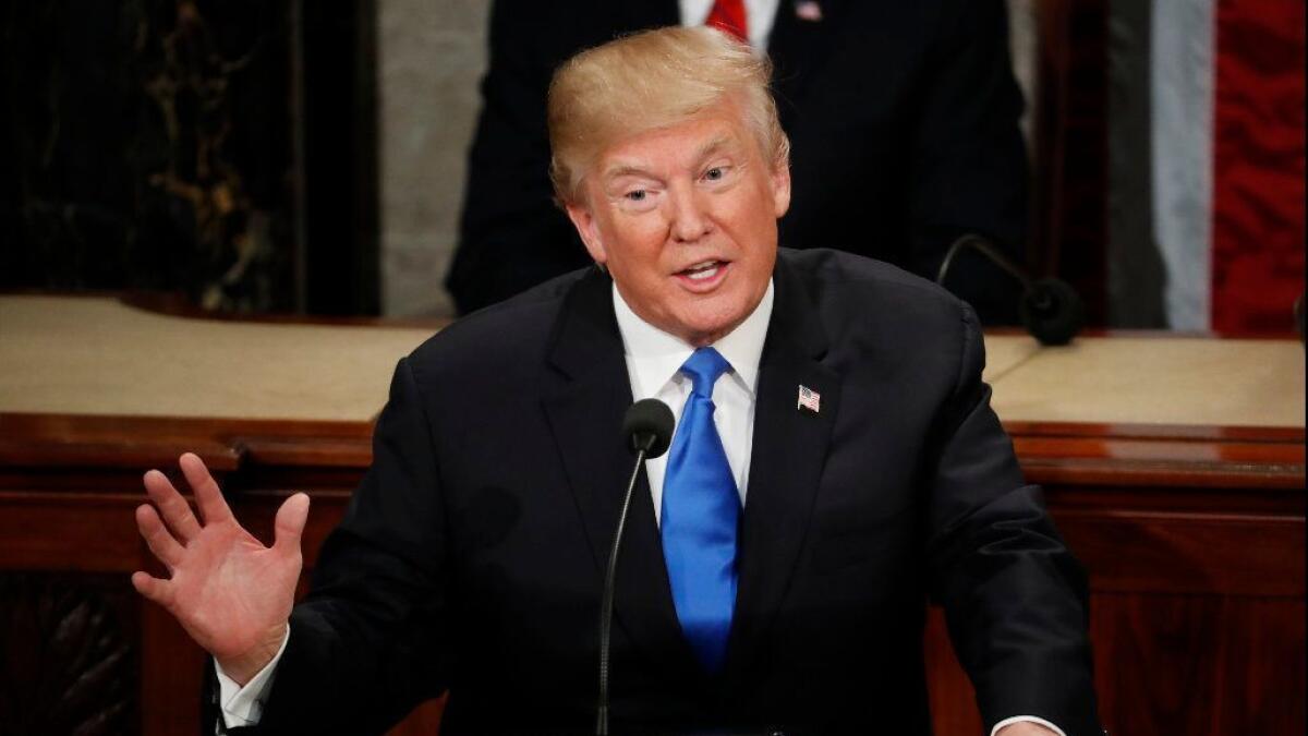 President Trump delivers his State of the Union address to a joint session of Congress last year.