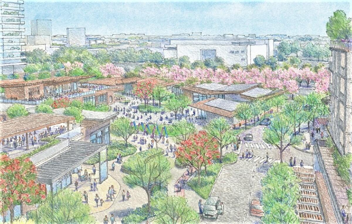 A concept design for the Village Santa Ana, a 17.2-acre mixed-use development of South Coast Plaza.