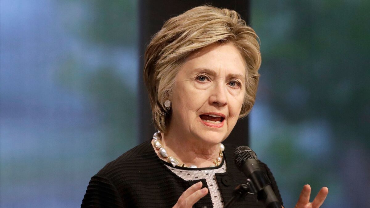 Former Secretary of State Hillary Clinton speaks in Baltimore on June 5.
