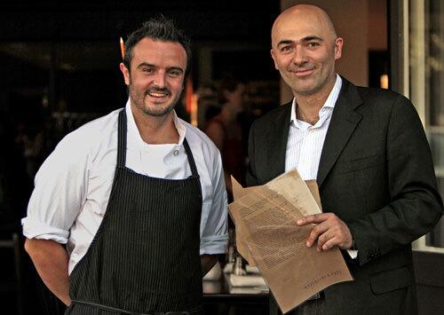 Waterloo & City chef Brendan Collins, left, and General Manager Carolos Tomazos at the Culver City restaurant.
