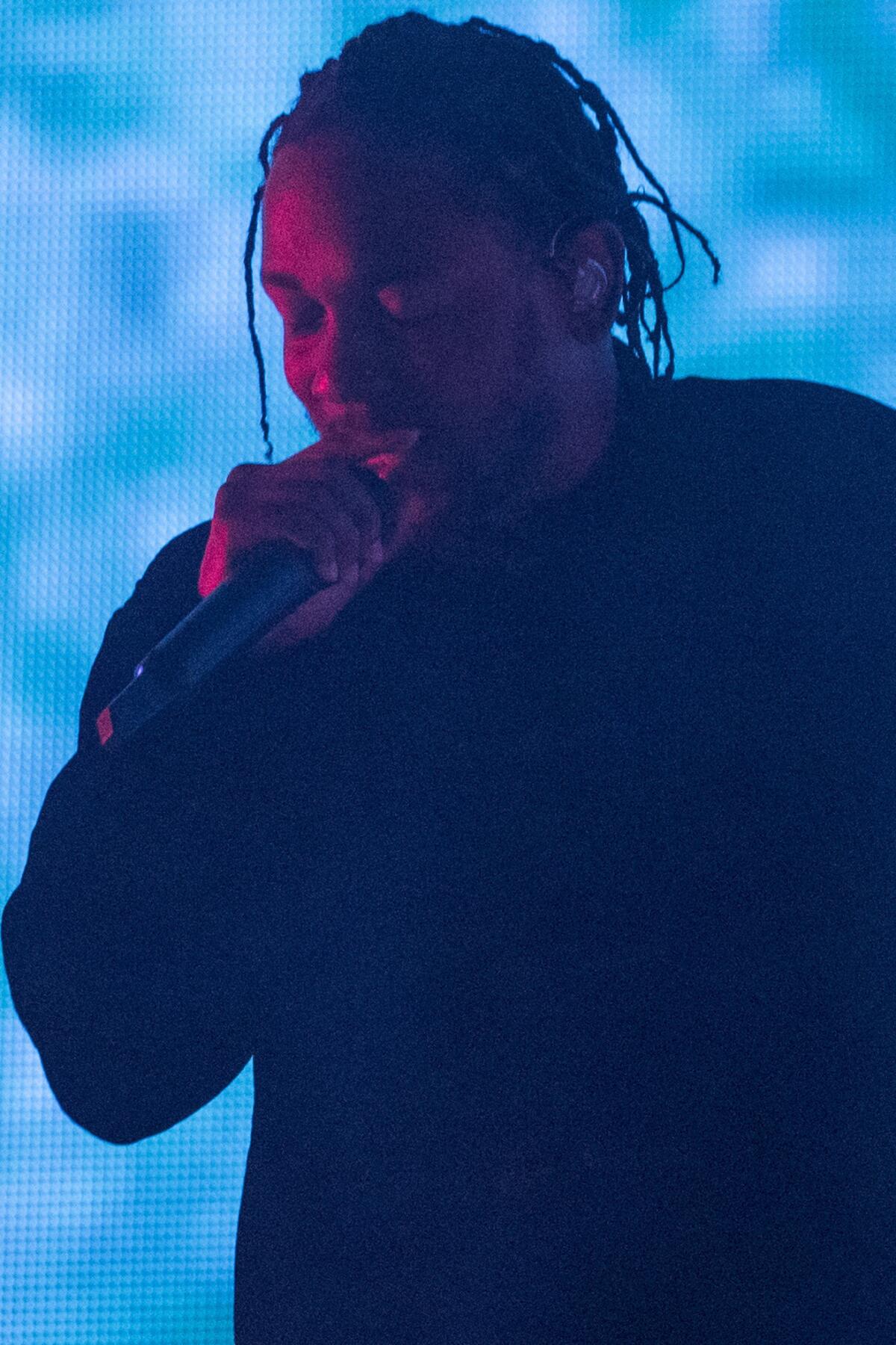 Kendrick Lamar performs at the Coachella Valley Music and Arts Festival.