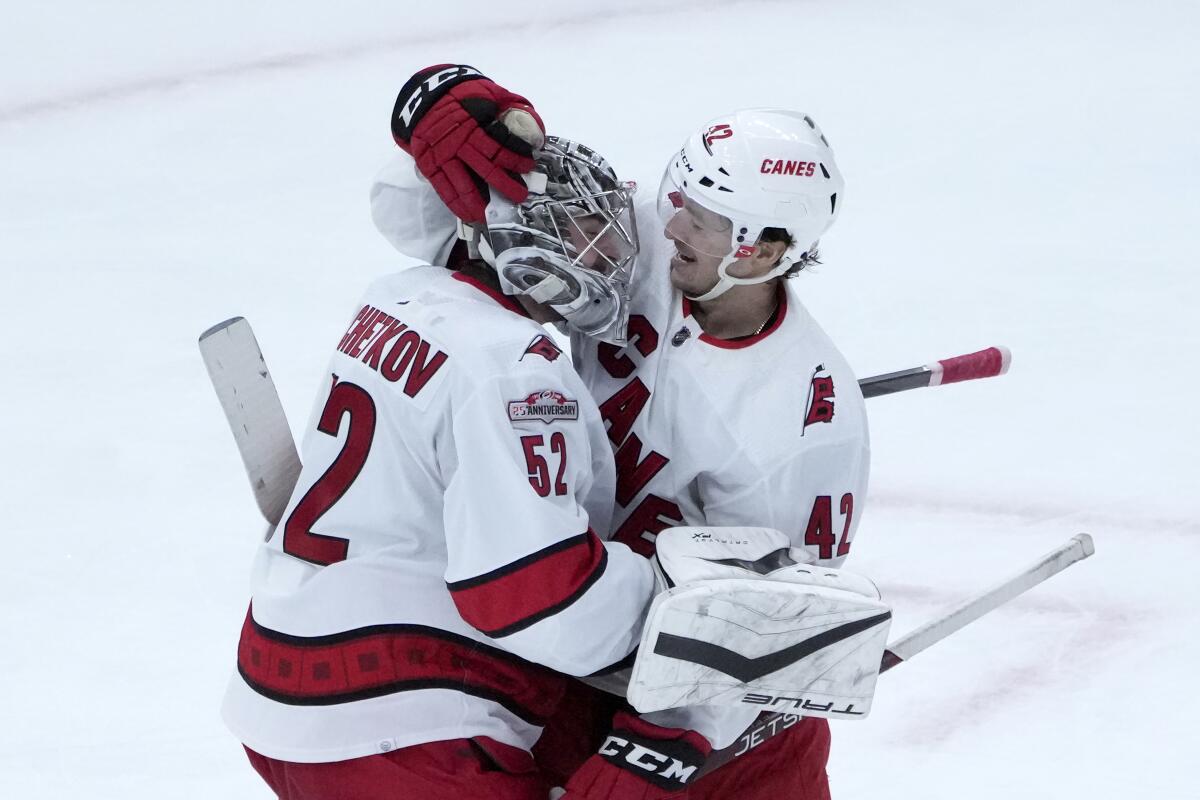 Frederik Andersen Ruled Out After Taking Shot Off Helmet - Carolina  Hurricanes News, Analysis and More