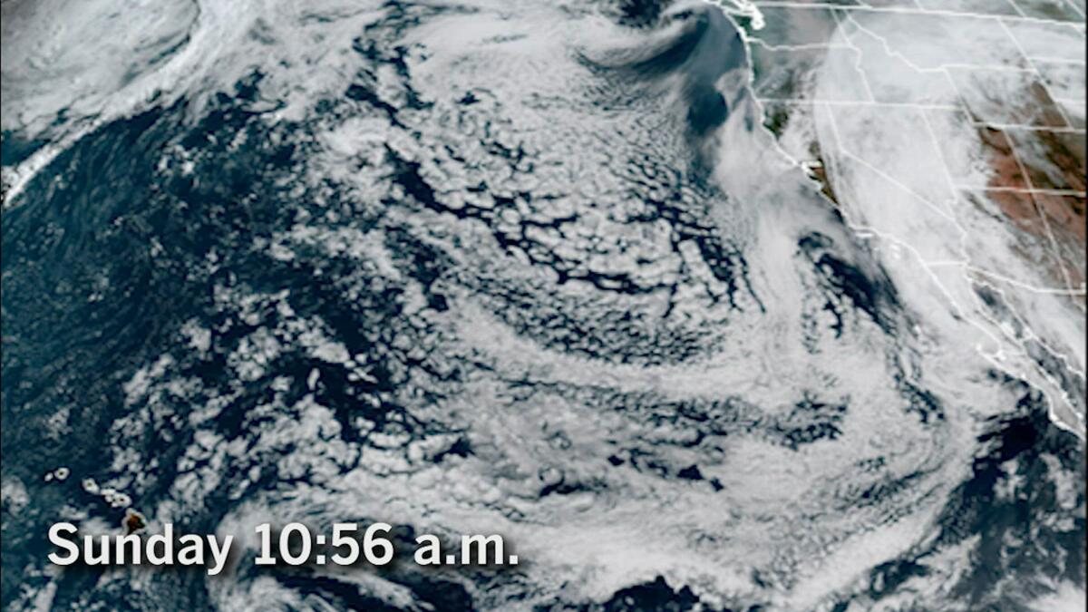 Tropical Storm Hillary as seen from space at 10:56 a.m. The storm is covering most of California.