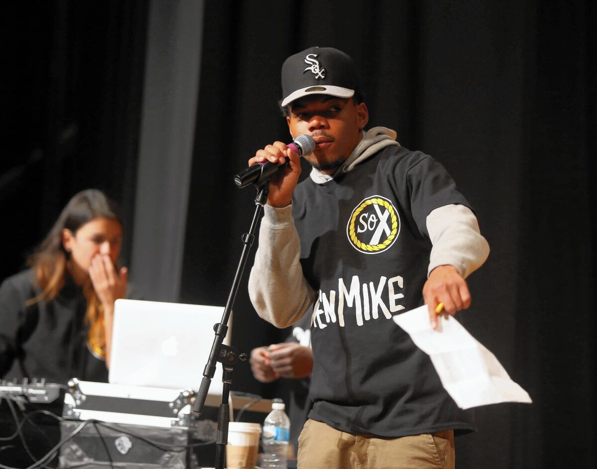 Chance the Rapper hosts a high school "Open Mike" night in Chicago in February.