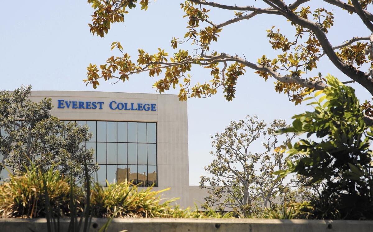 Everest College in Santa Ana, part of the Corinthian Colleges chain, is shown in June. Corinthian has been selling off and closing down schools.