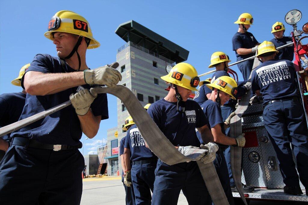 LAFD recruits train at the training academy in Panorama City.