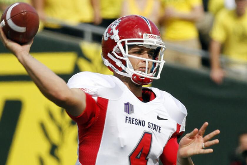 Fresno State quarterback Derek Carr is hoping to have an injury-free season in 2013.