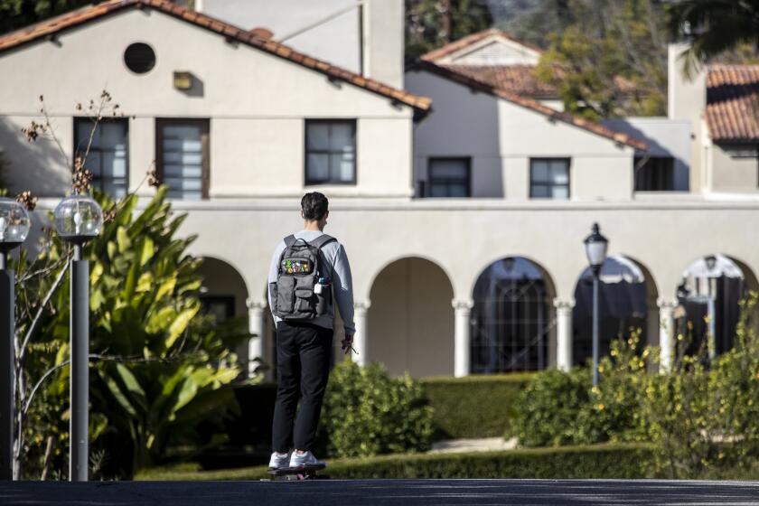 Los Angeles, CA - February 08: Scenes around the leafy campus of Occidental College Tuesday, Feb. 8, 2022 in Los Angeles, CA. (Brian van der Brug / Los Angeles Times)