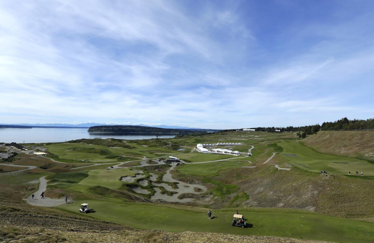 Chambers Bay, which will host the U.S. Open in June, is a big links-style golf course with lots of bumps and hollows, almost no trees and a decidedly brownish tinge.