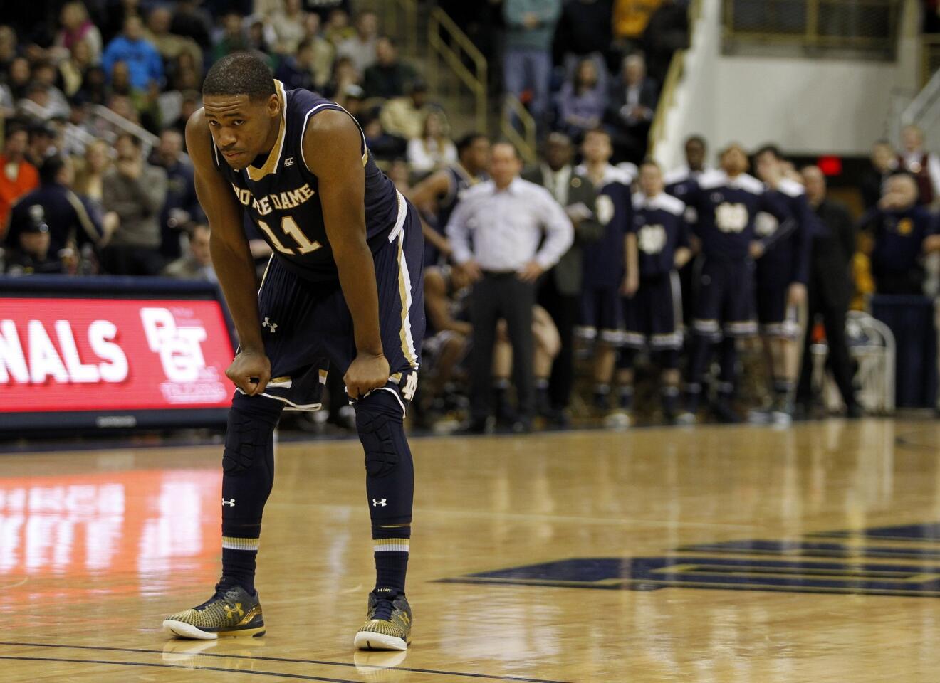 Notre Dame's Demetrius Jackson reacts late in the game.