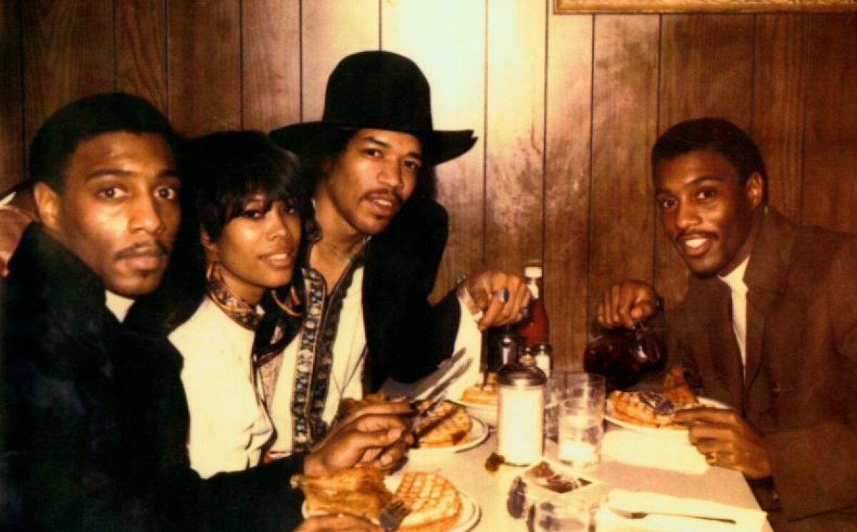 Albert Allen, Pridgon, Hendrix and Arthur Allen at  Wells' Chicken and Waffles in Harlem in undated photo.