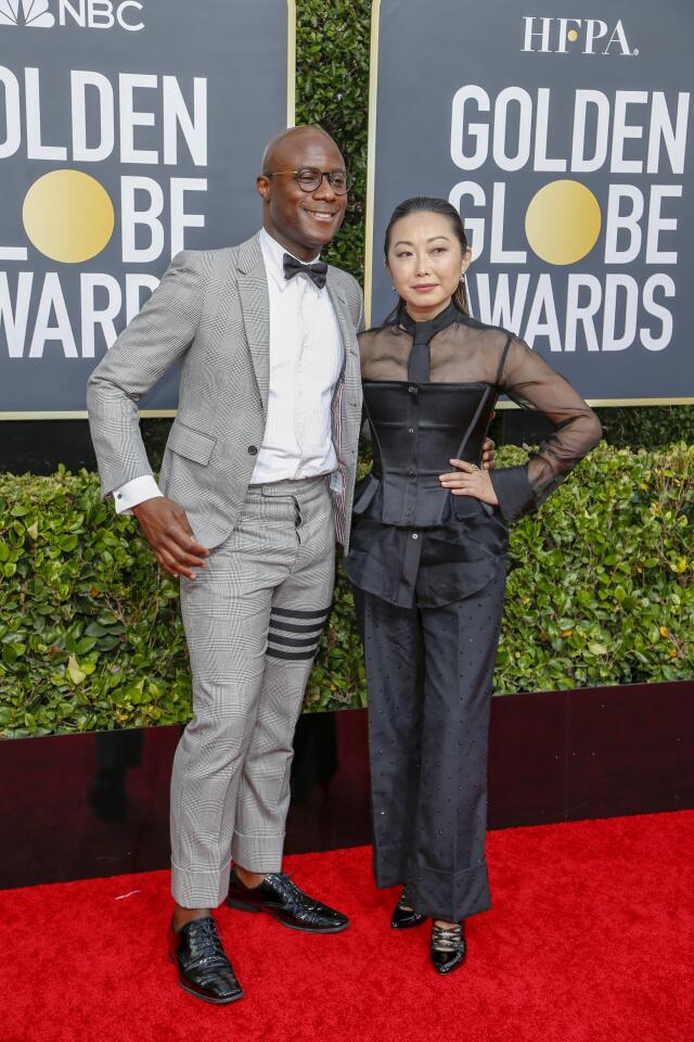 Barry Jenkins and Lulu Wang on the red carpet.
