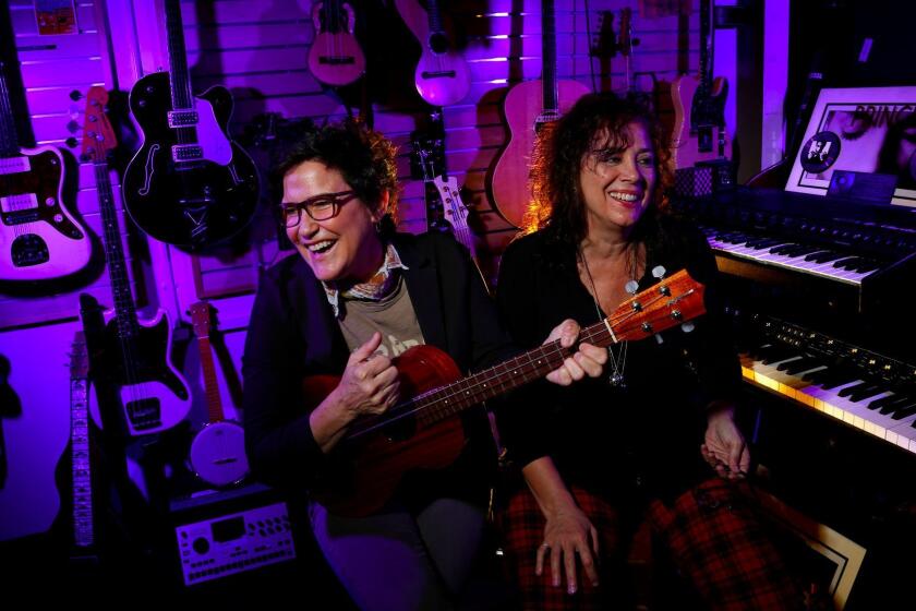 HOLLYWOOD, CA - JUNE 12, 2017 - Wendy Melvoin, left, and Lisa Coleman, of Prince's longtime backing band, at their studio in Hollywood on June 12, 2017. The pair who are also known as the duo, Wendy and Lisa, will go on tour with The Revolution performing the songs of Prince. They will perform with the Revolution at The Wiltern on June 23. (Genaro Molina/Los Angeles Times)