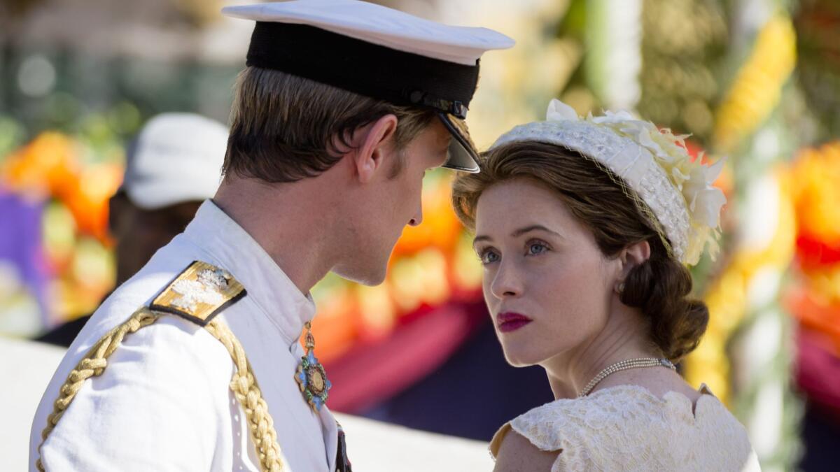 Matt Smith, left, and Claire Foy in the Netflix series "The Crown."