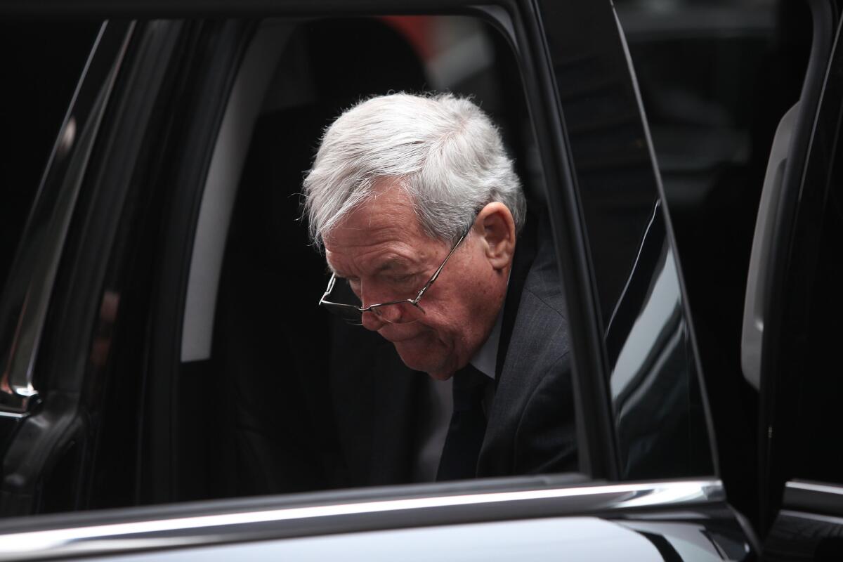 Former House Speaker Dennis Hastert leaves the Dirksen Federal Court House after his sentencing on Wednesday in Chicago.