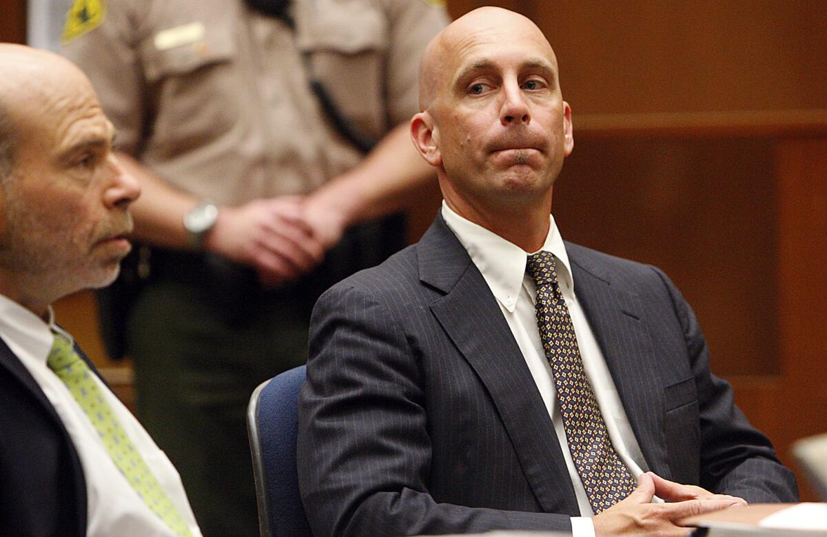 Bruce Lisker, shown in court in 2009, can sue two former Los Angeles police detectives whose investigation led to him being wrongly convicted of killing his mother, a federal appeals court ruled Friday. He alleges that they fabricated evidence.