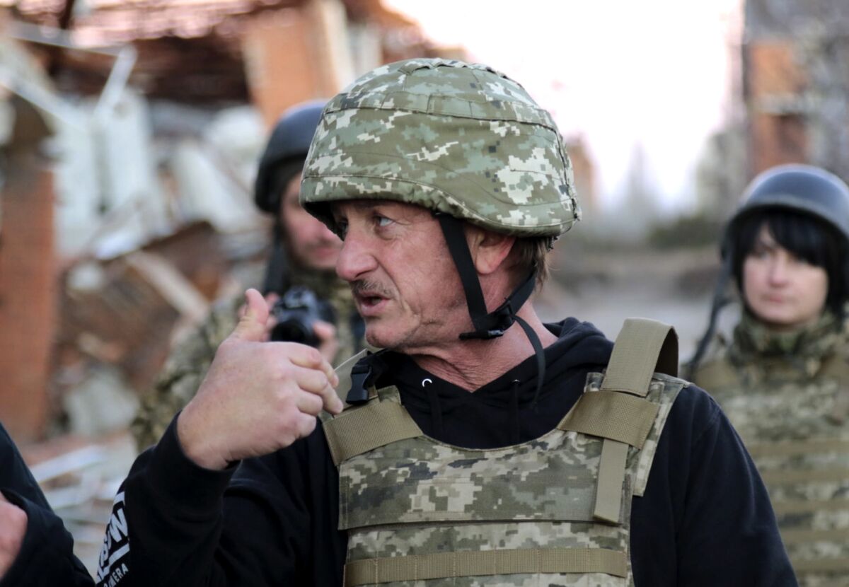 Hollywood actor and producer Sean Penn in military garb 