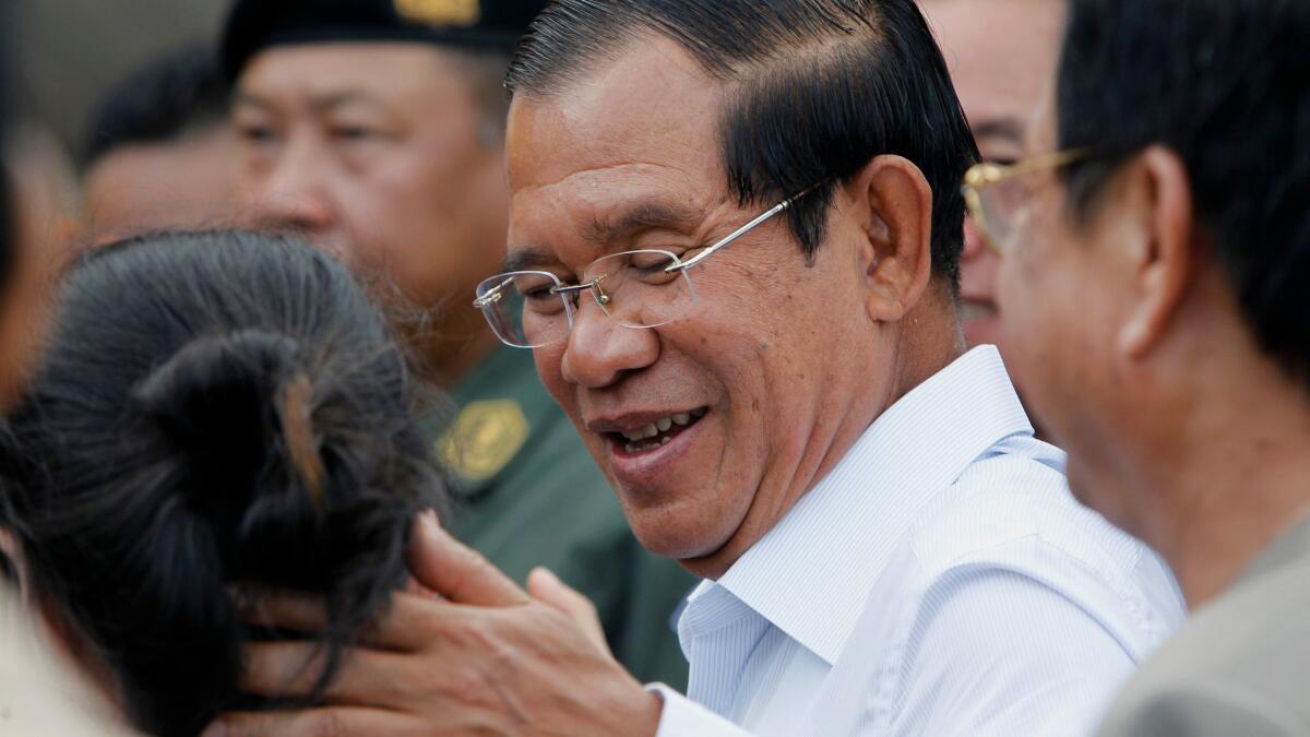 Prime Minister Hun Sen campaigns in Kandal, Cambodia, on June 4, 2018.