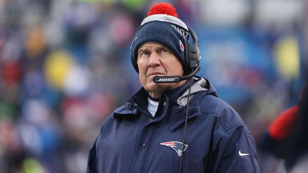 Bill Belichick coaches the New England Patriots against Buffalo on Oct. 30 in Buffalo.