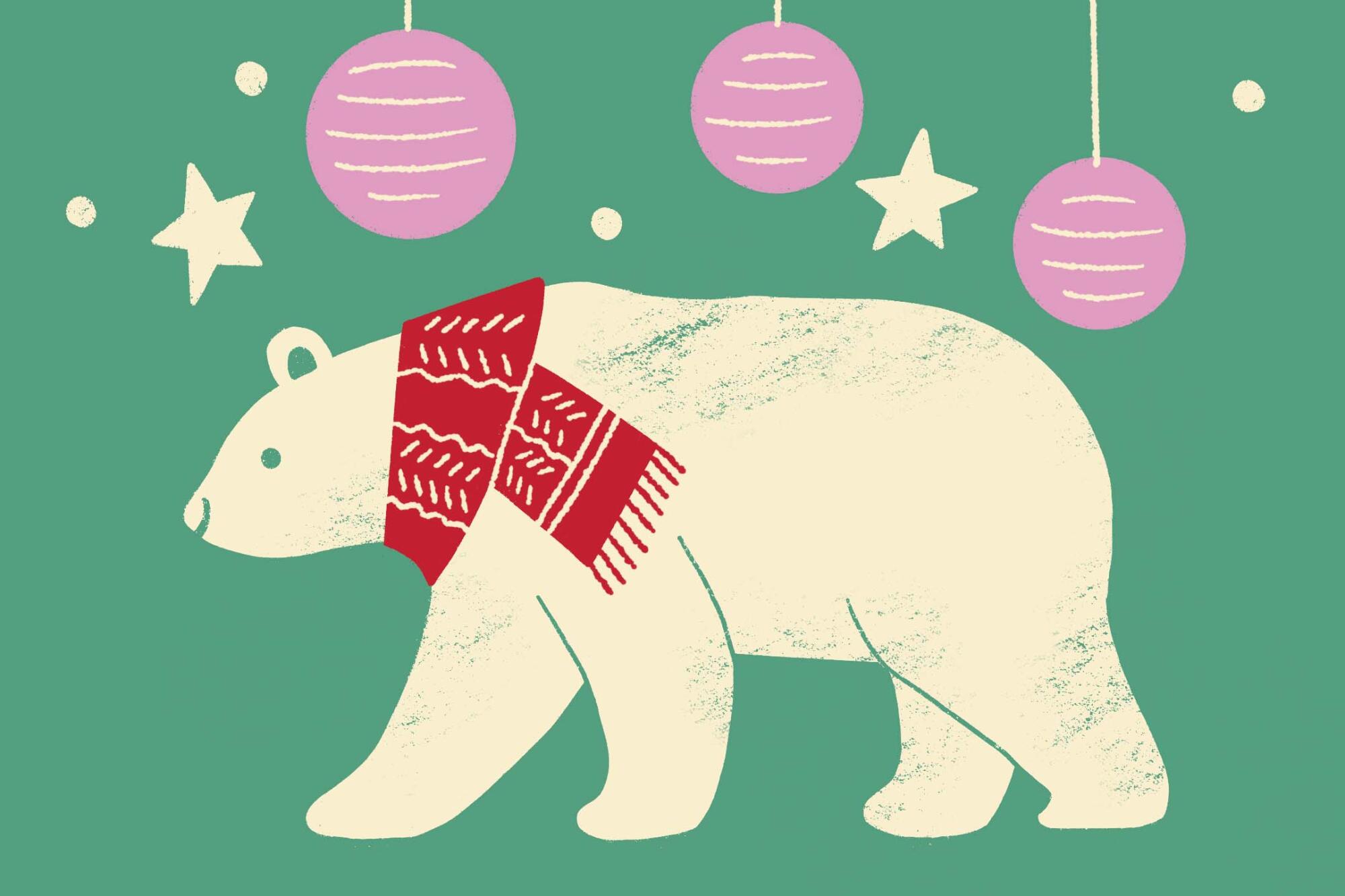 Illustration of a polar bear wearing a scarf