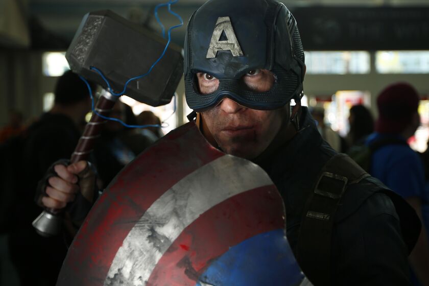 Tom Kelly of Phoenix dressed as Captain America at Comic-Con International in San Diego on July 18, 2019.