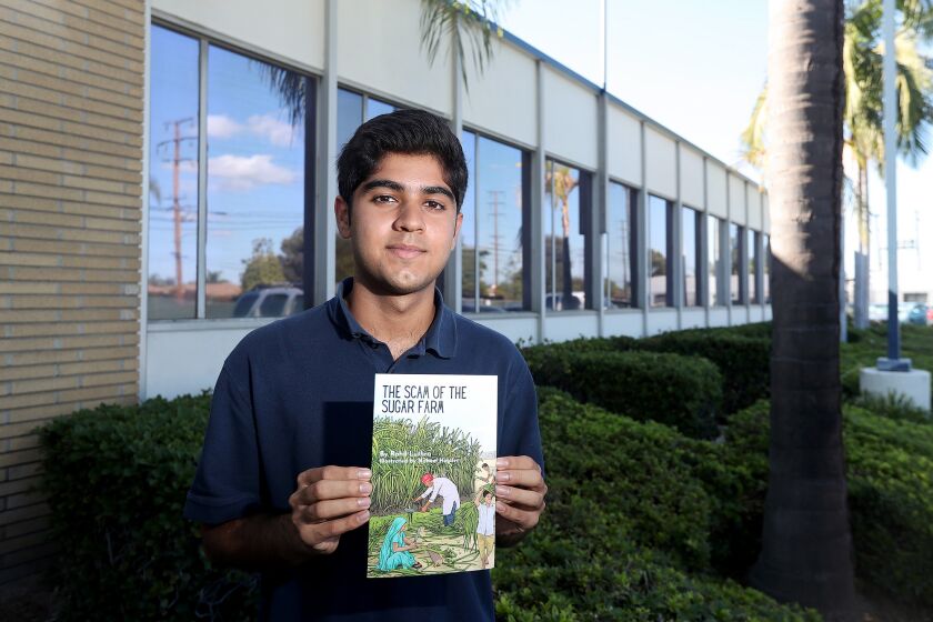 Rahil-Luthra, a high school student at Oxford Academy in Cypress, wrote a children's book, The Scam of the Sugar Farm, loosely based on the the DLF Land Grab Case of 2013 in Haryana, India that convinced Indian farmers to sell their land for unfairly cheap prices. Anaheim California Elementary School District recently agreed to order over 100 copies of the book.