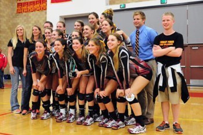 Torrey Pines trounced Poway 3-0 (25-15, 25-16, 25-18) to win the San Diego Section Division I championship. Photo/Anna Scipione