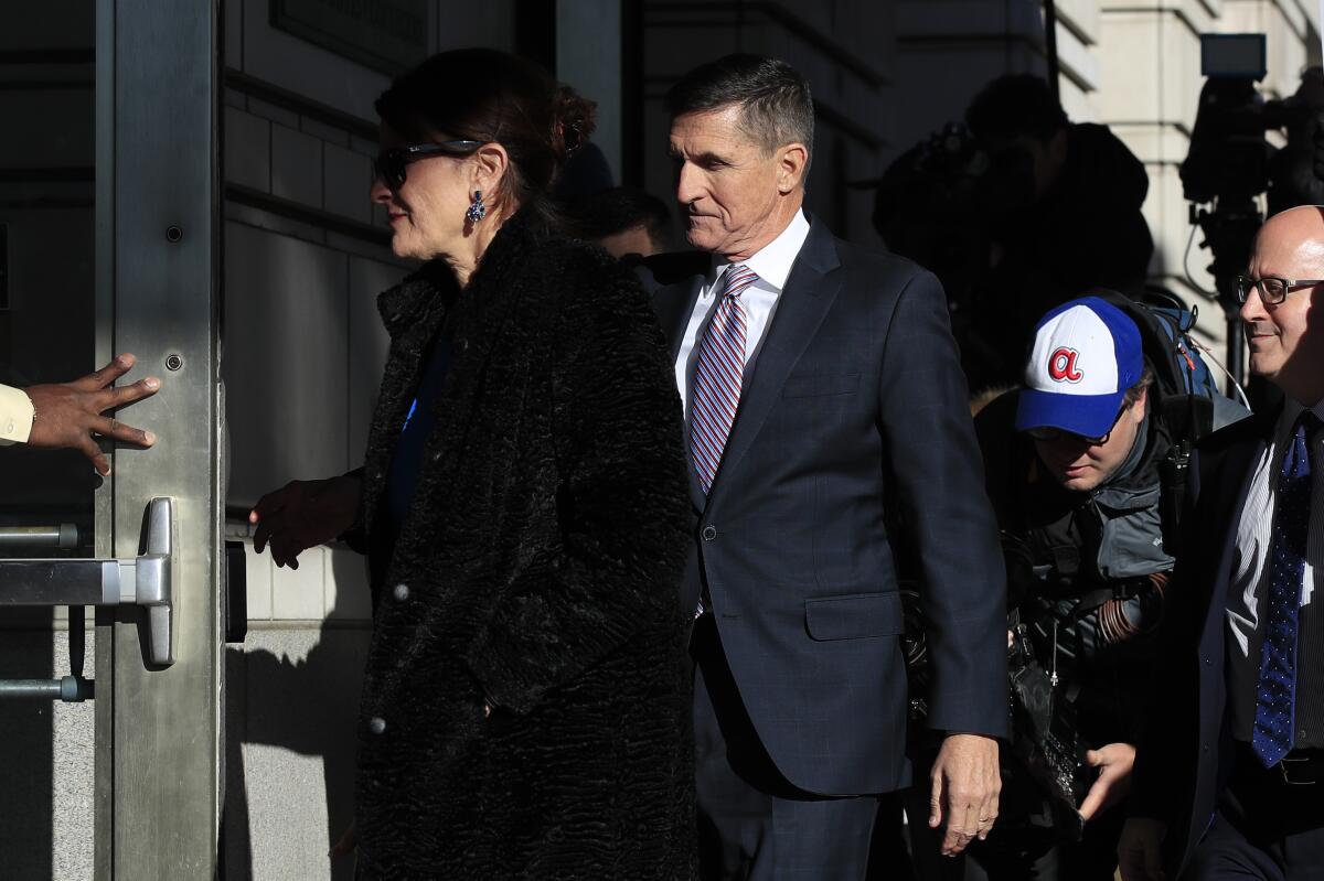 Michael Flynn arrives at the federal courthouse in Washington in 2018.