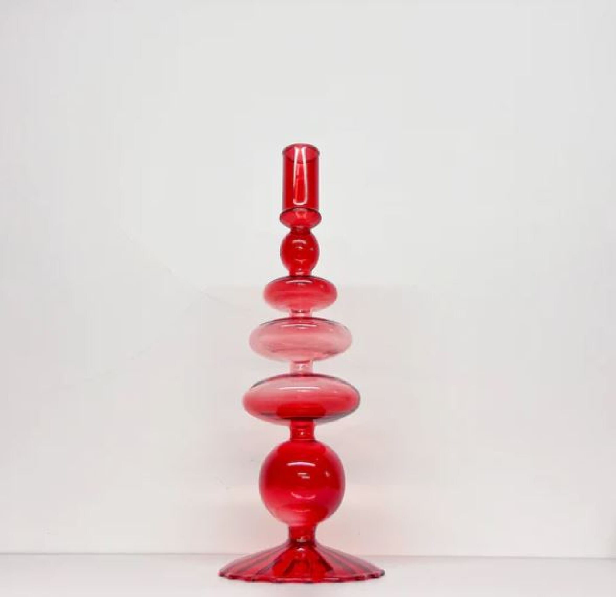 Red Ombre Glass Candlestick Holder