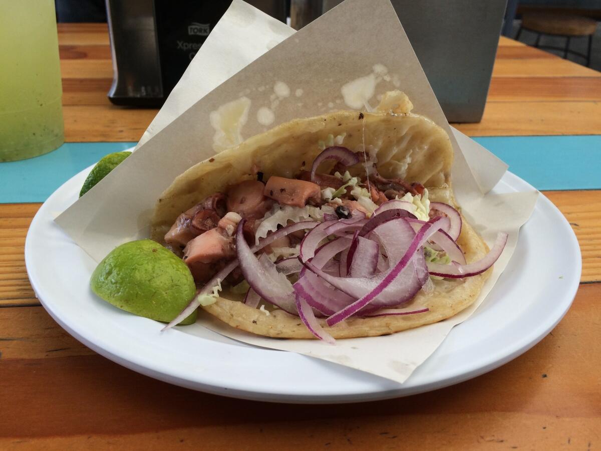 Conveniently situated between two of our interviews was the outdoor food court, Food Garden. (Think: Design conscious re-do of a Latin American mercado.) There, we dove into some spectacularly tender octopus tacos from Walter. Truly sculptural.