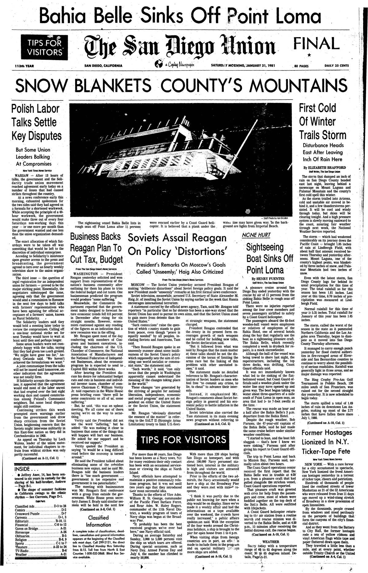 Jan. 31, 1981 Union front page
