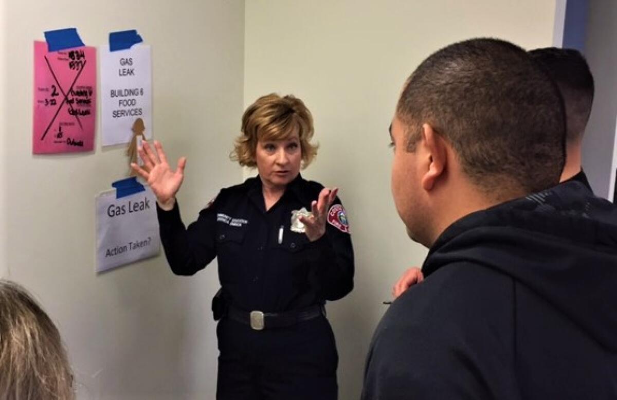 Costa Mesa fire protection specialist Brenda Emrick leads trains Costa Mesa business owners to respond in an emergency.