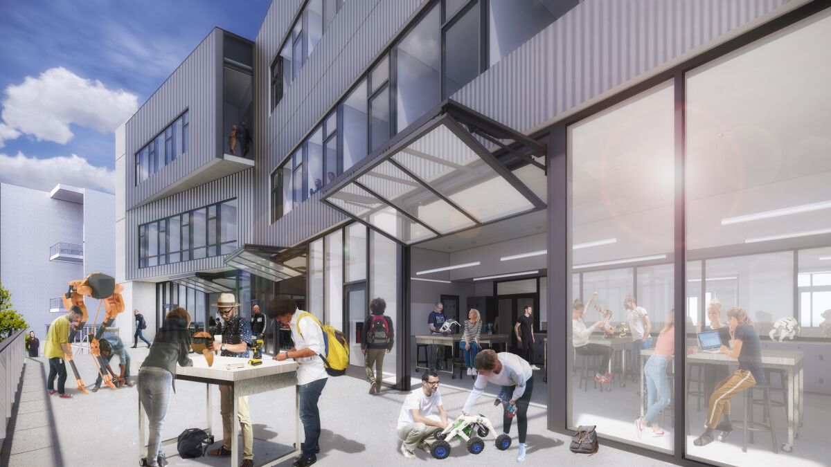 UC San Diego on Thursday broke ground on the Design and Innovation Building, the first piece in the university's 'grand entrance' project.