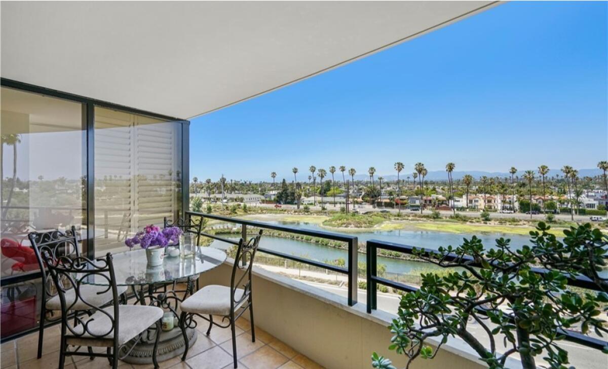 The view from the balcony of a Marina del Rey condo unit.