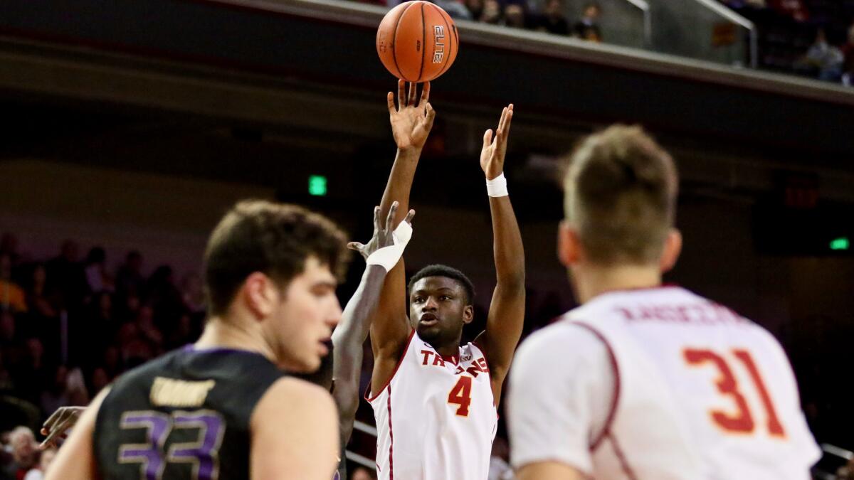 USC forward Chimezie Metu (4) has vastly improved his jump shot, helping him earn honors as the Pac-12's most improved player.