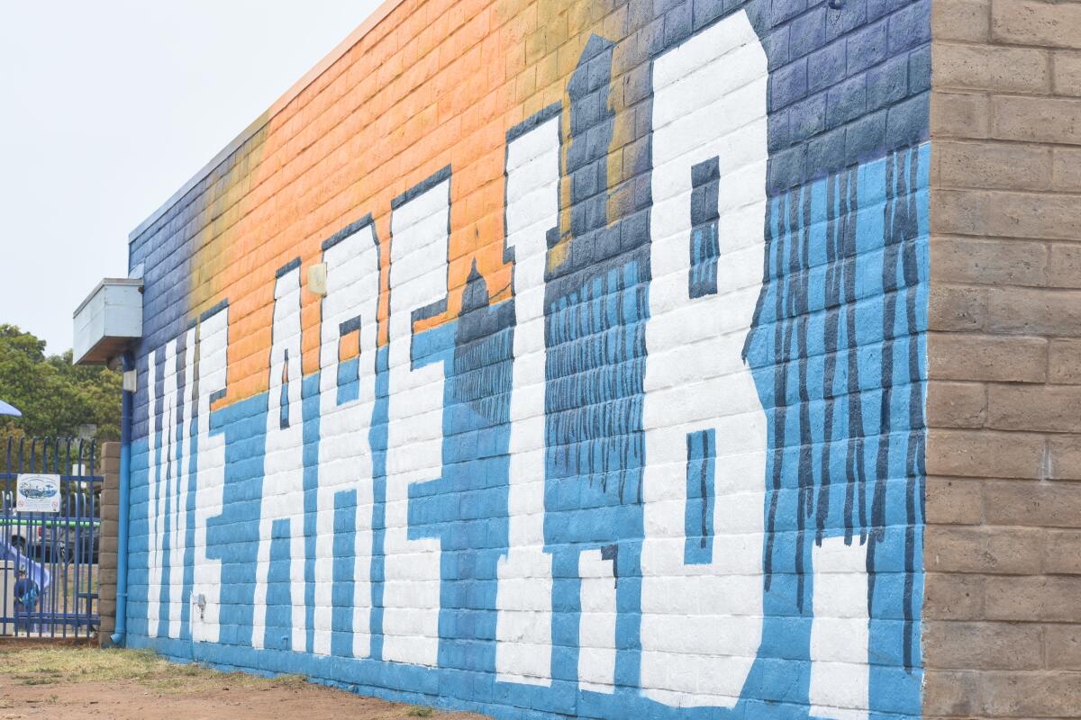 Mural at the Sports Park in Imperial Beach, which reads "We are I.B.," is part of four other murals for a kindness project.