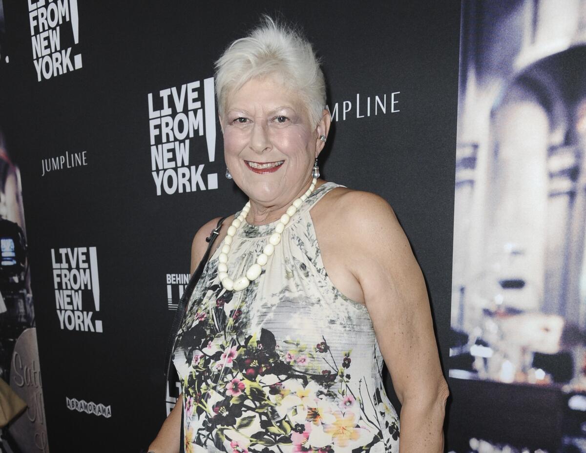 FILE - Anne Beatts arrives at the premiere of "Live from New York!" in Los Angeles on June 10, 2015. Beatts, a groundbreaking comedy writer who was on the original staff of “Saturday Night Live” and later created the cult sitcom “Square Pegs,” died Wednesday, April 7, at her home in West Hollywood, California, according to her close friend Rona Kennedy. She was 74. (Photo by Richard Shotwell/Invision/AP, File)