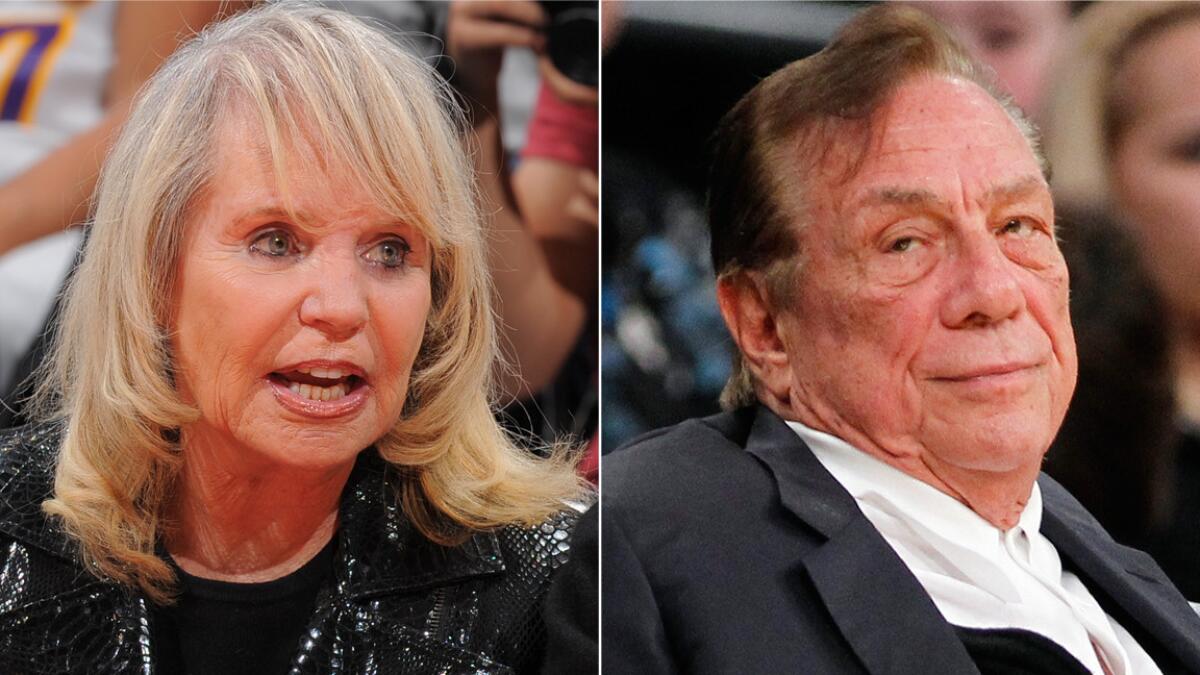 Shelly Sterling, left, has accused her husband and fellow Clippers owner Donald Sterling of intimidating witnesses and counsel.