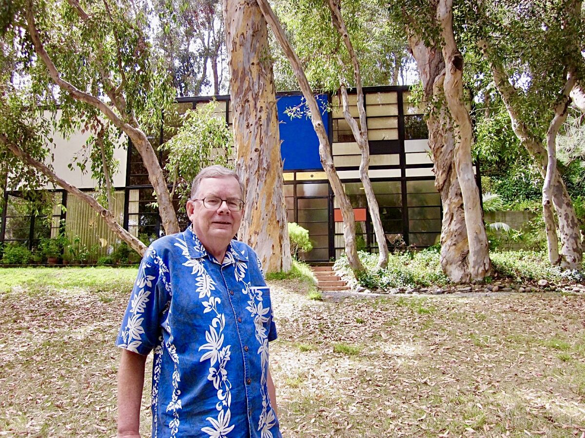 Don Hunt at the Eames House in Pacific Palisades in 2011.