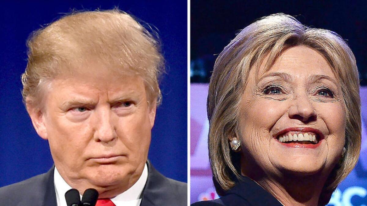 El presunto candidato presidencial republicano, Donald Trump, y su rival demócrata, Hillary Clinton ().