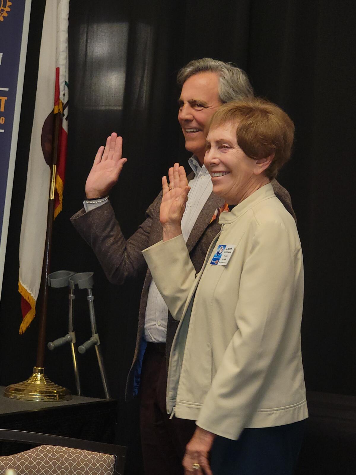 San Diego Rotary Club President Phil Blair and Rotary Club of La Jolla President Cindy Goodman 