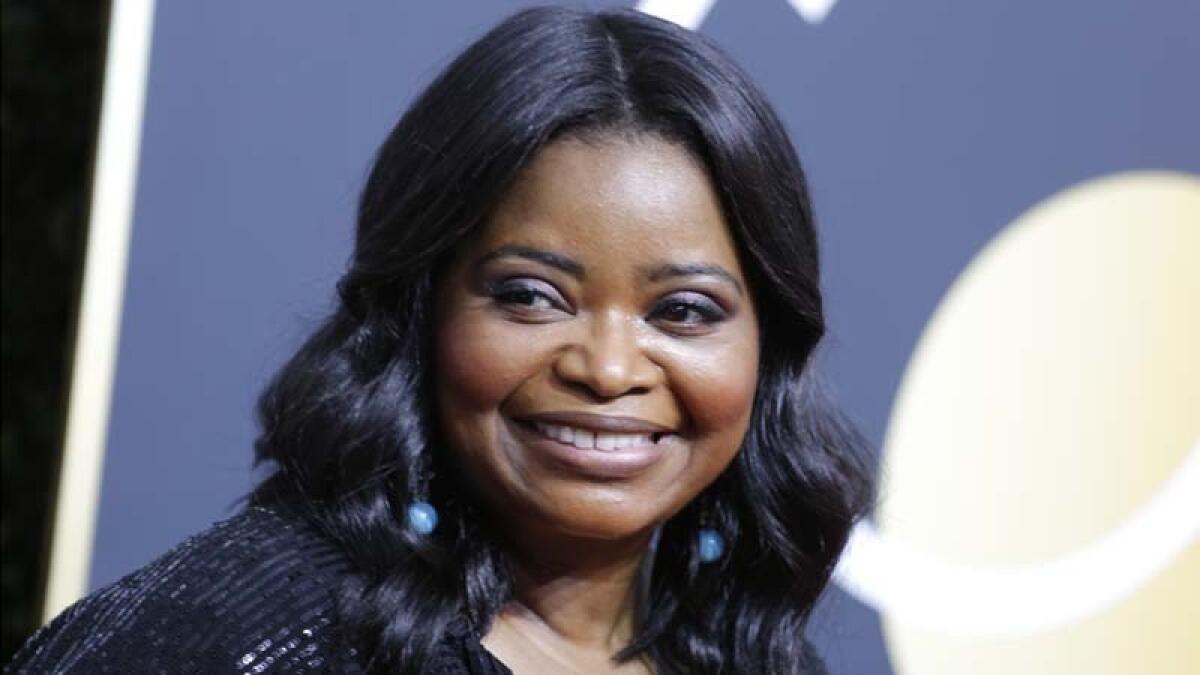 Octavia Spencer arrives at the 75th Golden Globes in January 2018.