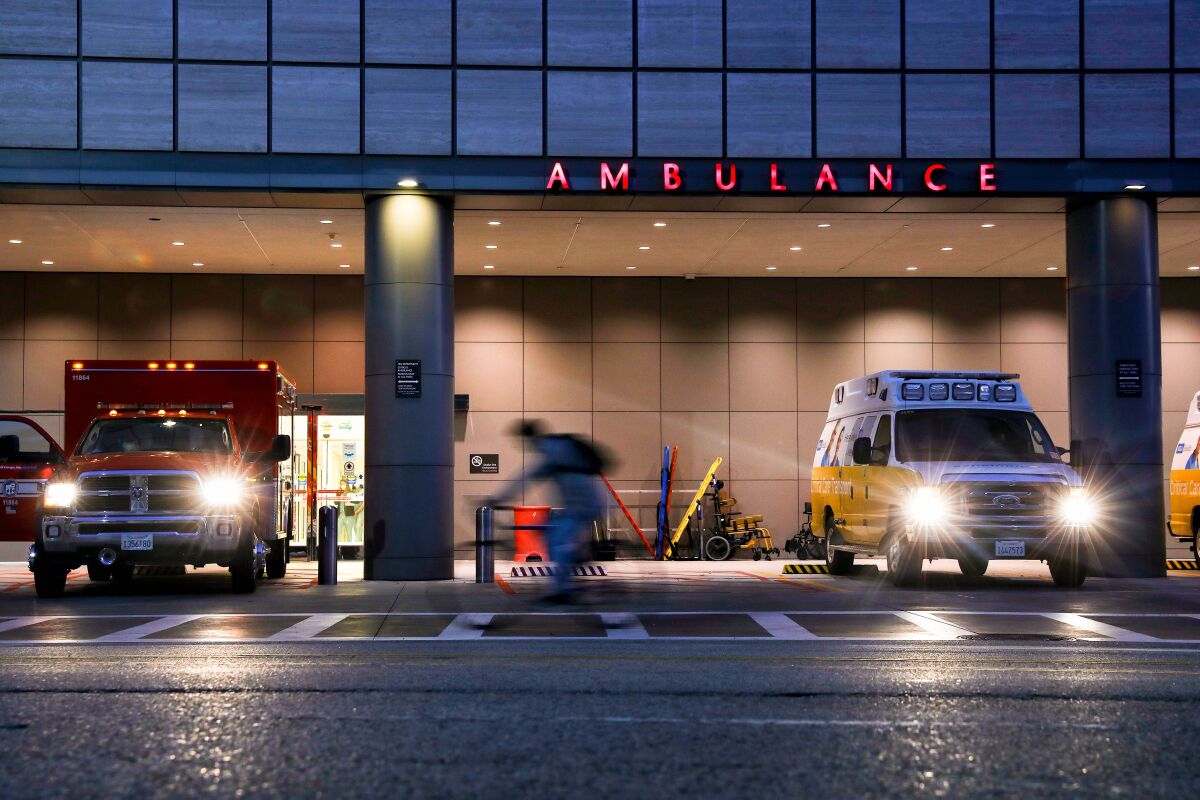The ambulance bay at Ronald Reagan UCLA Medical Center in Los Angeles