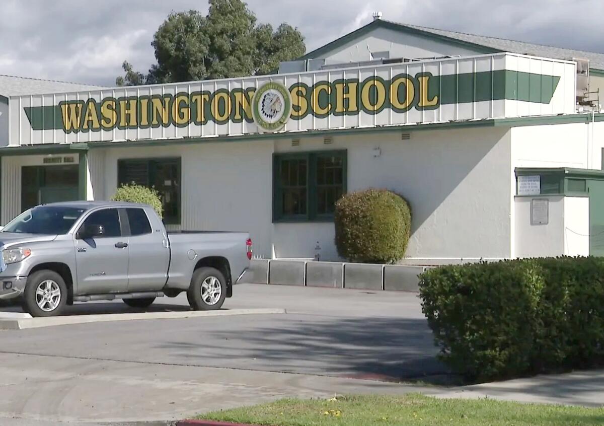 Exterior of Washington Elementary School in San Gabriel.