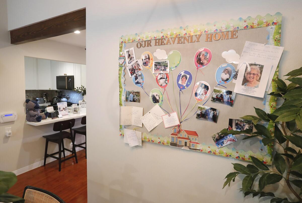 Pictures and cards from residents of the Heavenly Home adorn the wall.