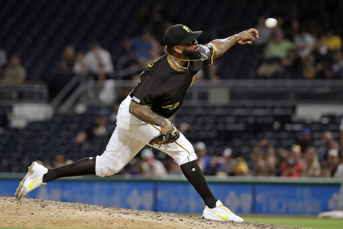 Pittsburgh Pirates closer Felipe Vazquez delivers against the Milwaukee Brewers on Aug. 7.