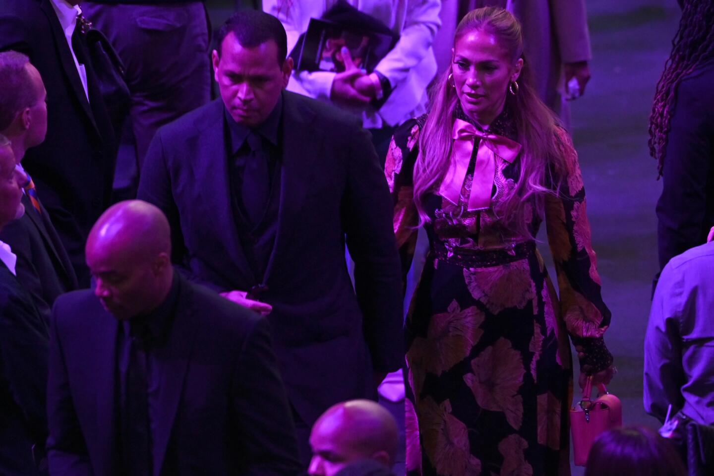 Jennifer Lopez and Alex Rodriguez leave Staples Center.