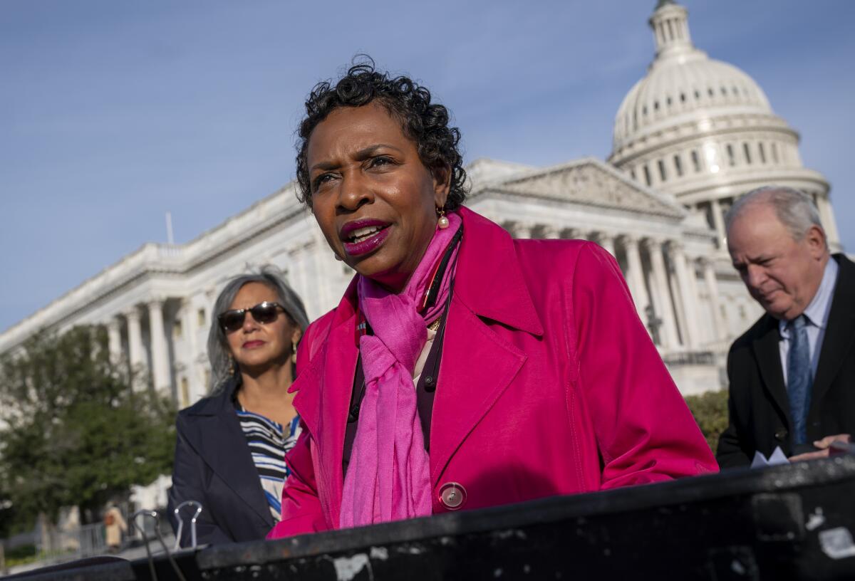 Rep. Yvette Clarke of New York speaks at a news conference in Washington